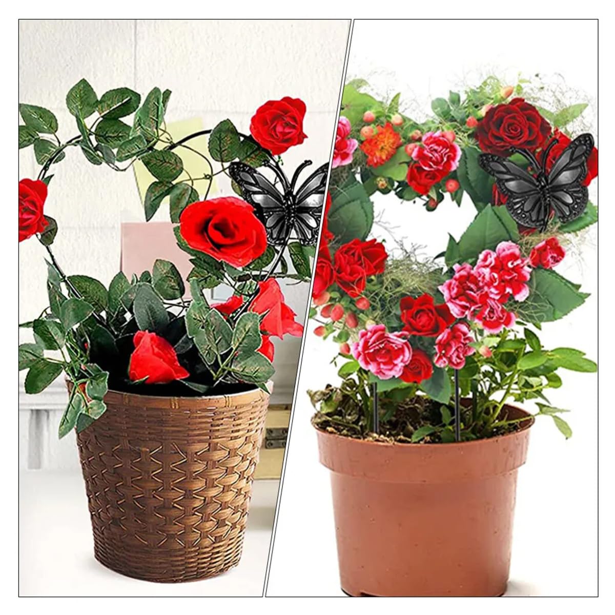Optifit 2 Pcs Garden Trellis for Climbing Plants - Black Iron Butterfly Plant Stakes - 30CM Garden Plant Support Sticks - Indoor/Outdoor - Creeper Plant Support for Amaryllis Orchid Lily Rose Optifit 2 Pcs Garden Trellis for Climbing Plants - Black Iron Butterfly Plant Stakes - 30CM Garden Plant Support Sticks - Indoor/Outdoor - Creeper Plant Support for Amaryllis Orchid Lily Rose